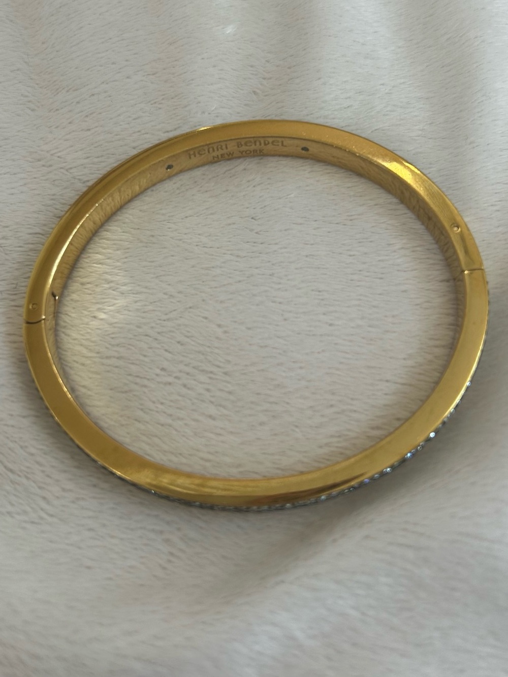 Henri Bendel Gold and Silver Crystal Pavé Bangle Bracelet - Picture 4 of 4